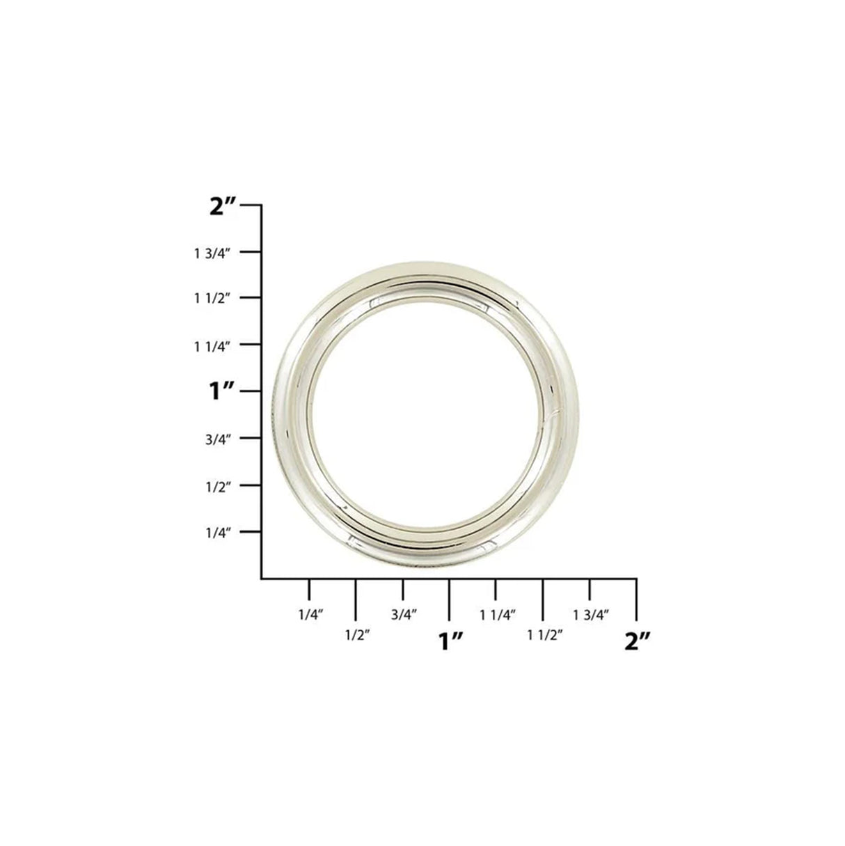 1 1/4" Shiny Nickel, Cast Round Ring, Zinc Alloy