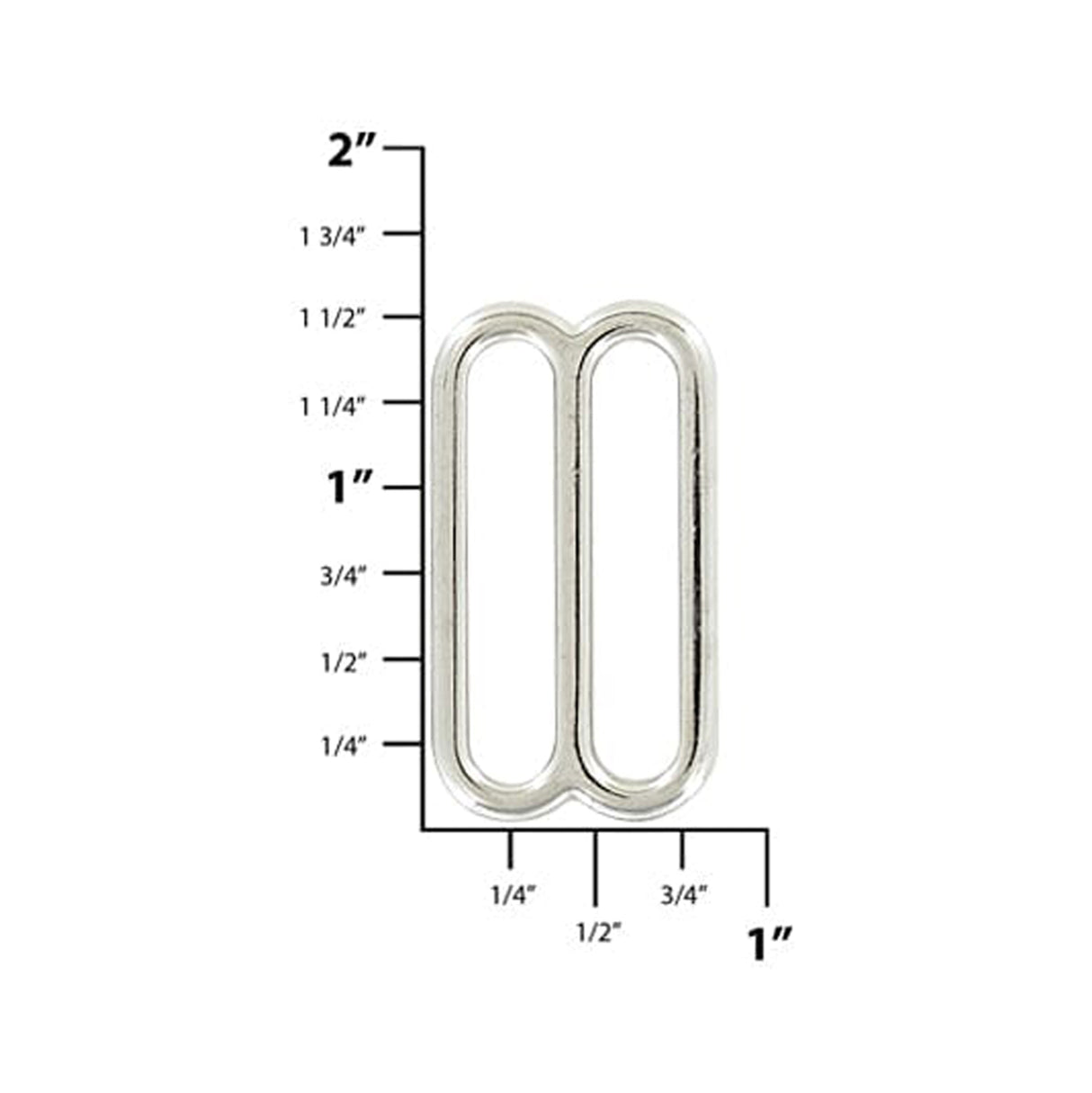 1 1/4" Nickel, Cast Rounded Tri Bar Slide, Zinc Alloy