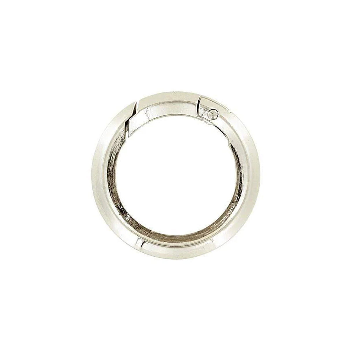 1 1/4" Shiny Nickel, Spring Gate Beveled Round Ring, Zinc Alloy