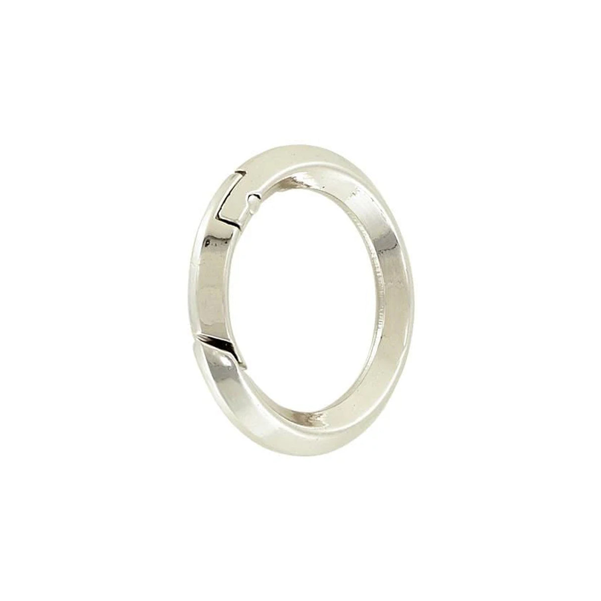 1 1/4" Shiny Nickel, Spring Gate Beveled Round Ring, Zinc Alloy