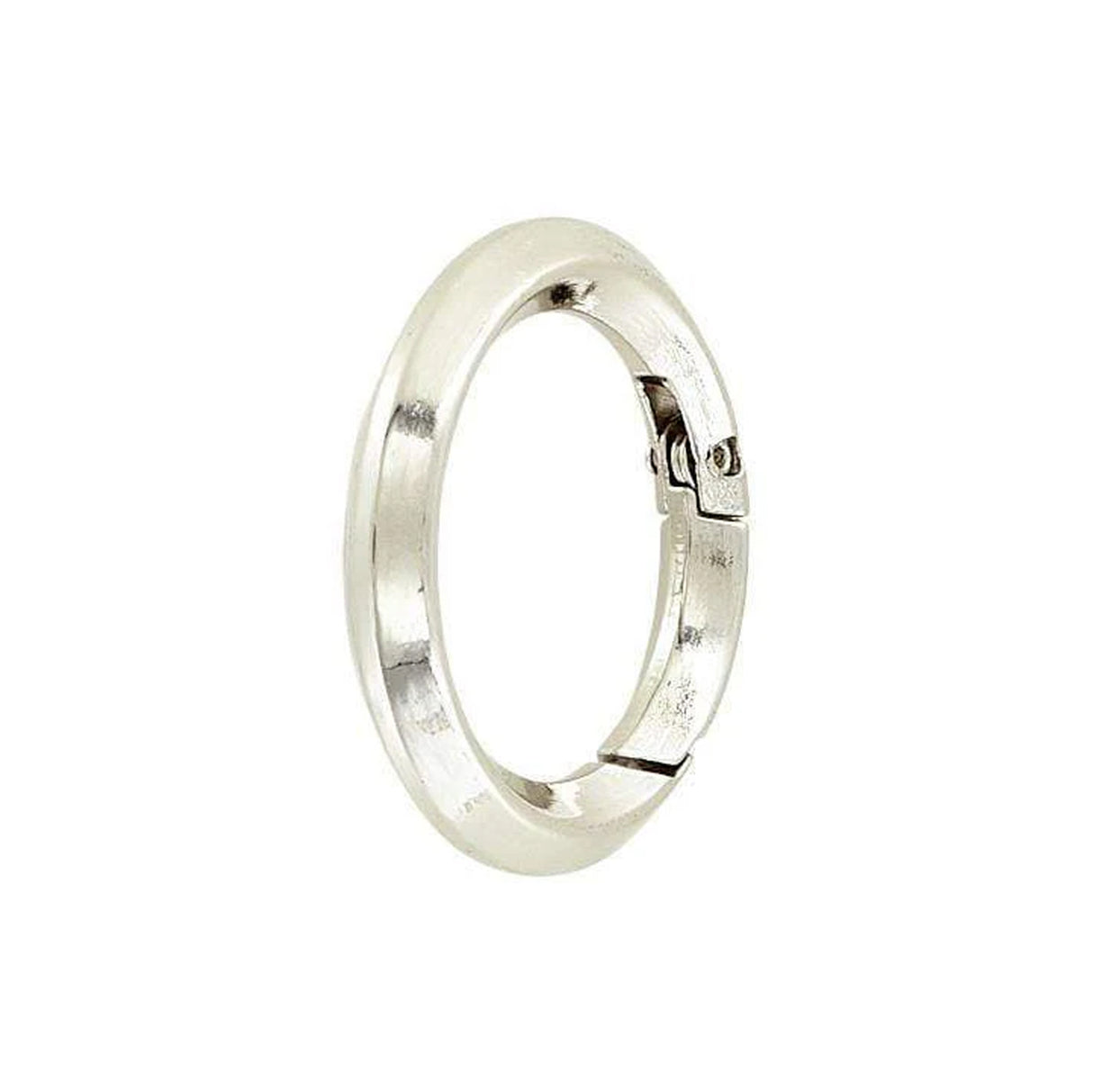 1 1/4" Shiny Nickel, Spring Gate Beveled Round Ring, Zinc Alloy