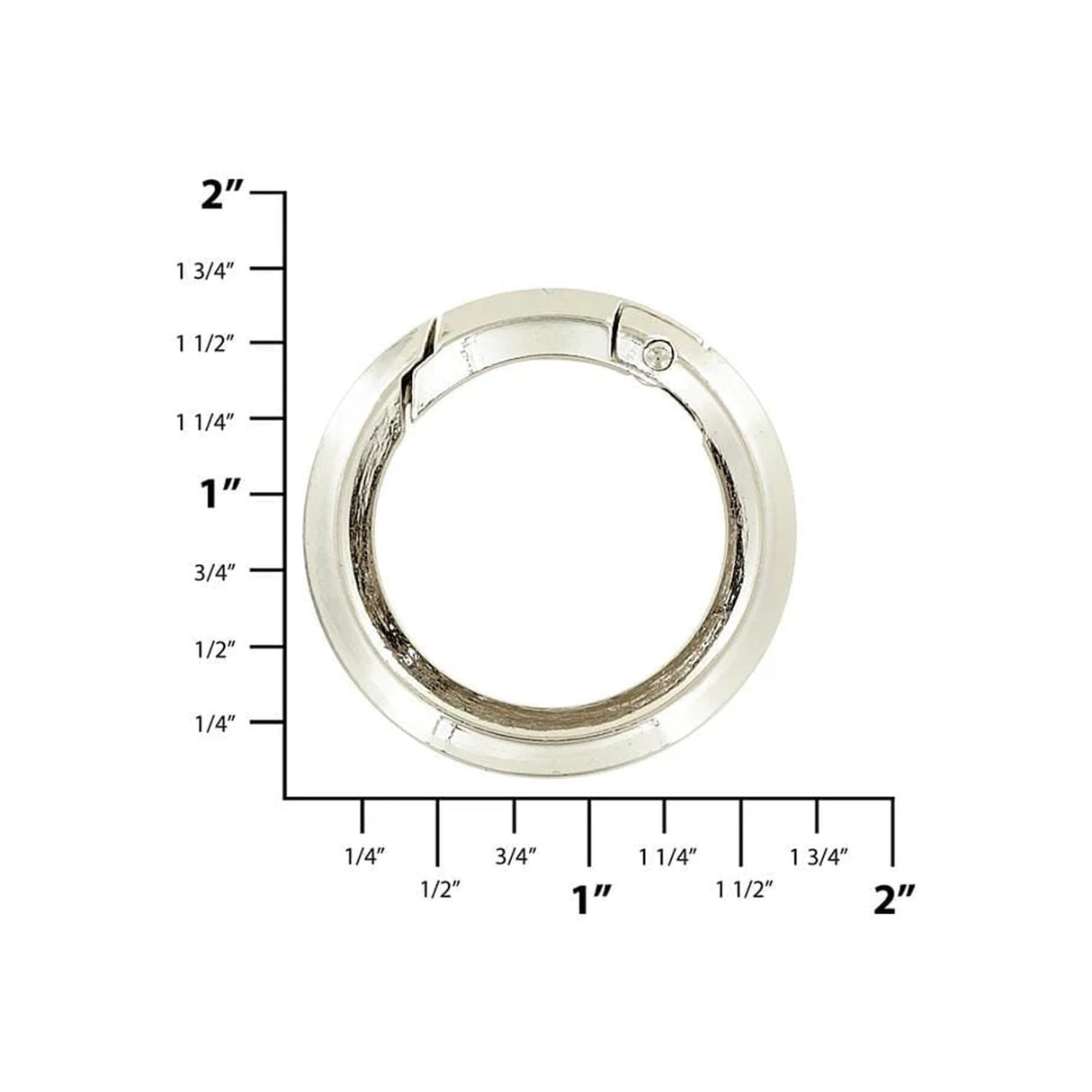 1 1/4" Shiny Nickel, Spring Gate Beveled Round Ring, Zinc Alloy
