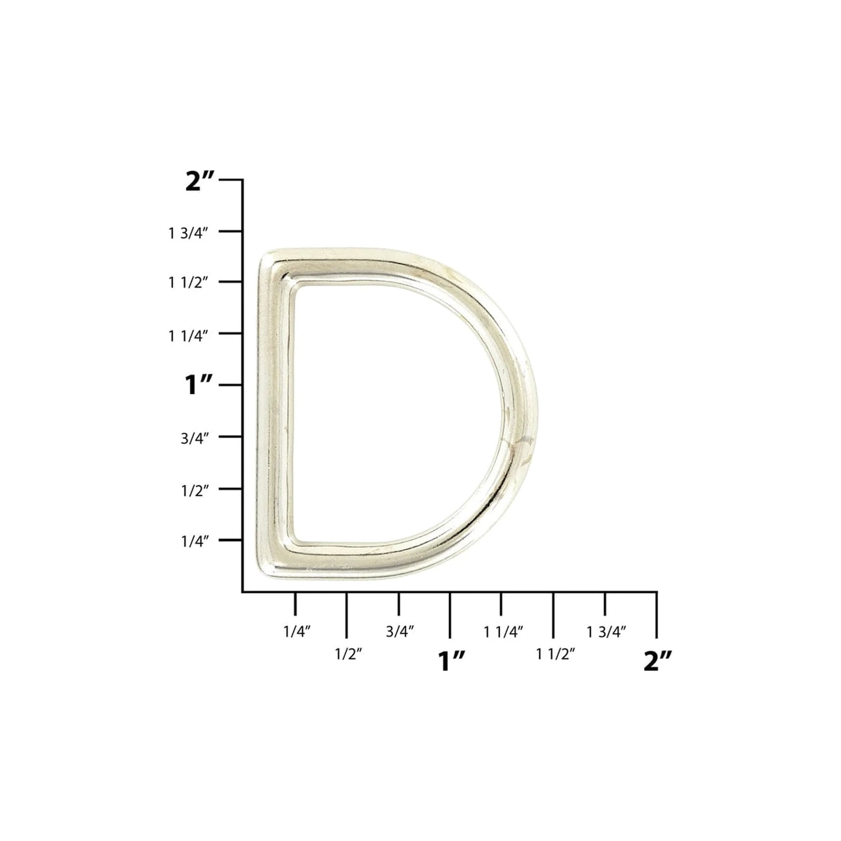 1 1/4" Shiny Nickel, Cast D-Ring, Zinc Alloy