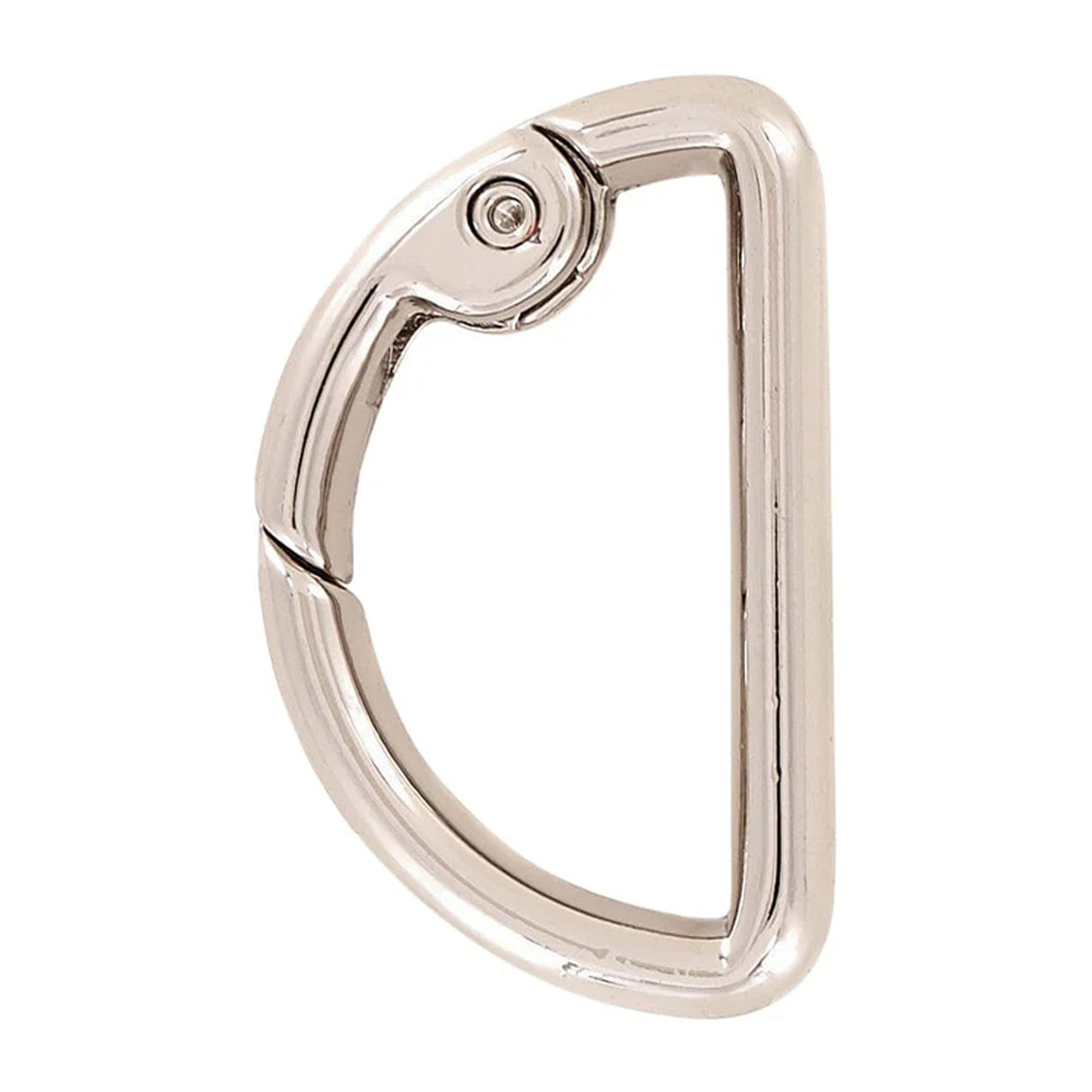 1 1/8" Shiny Nickel, Spring Gate D Ring, Zinc Alloy
