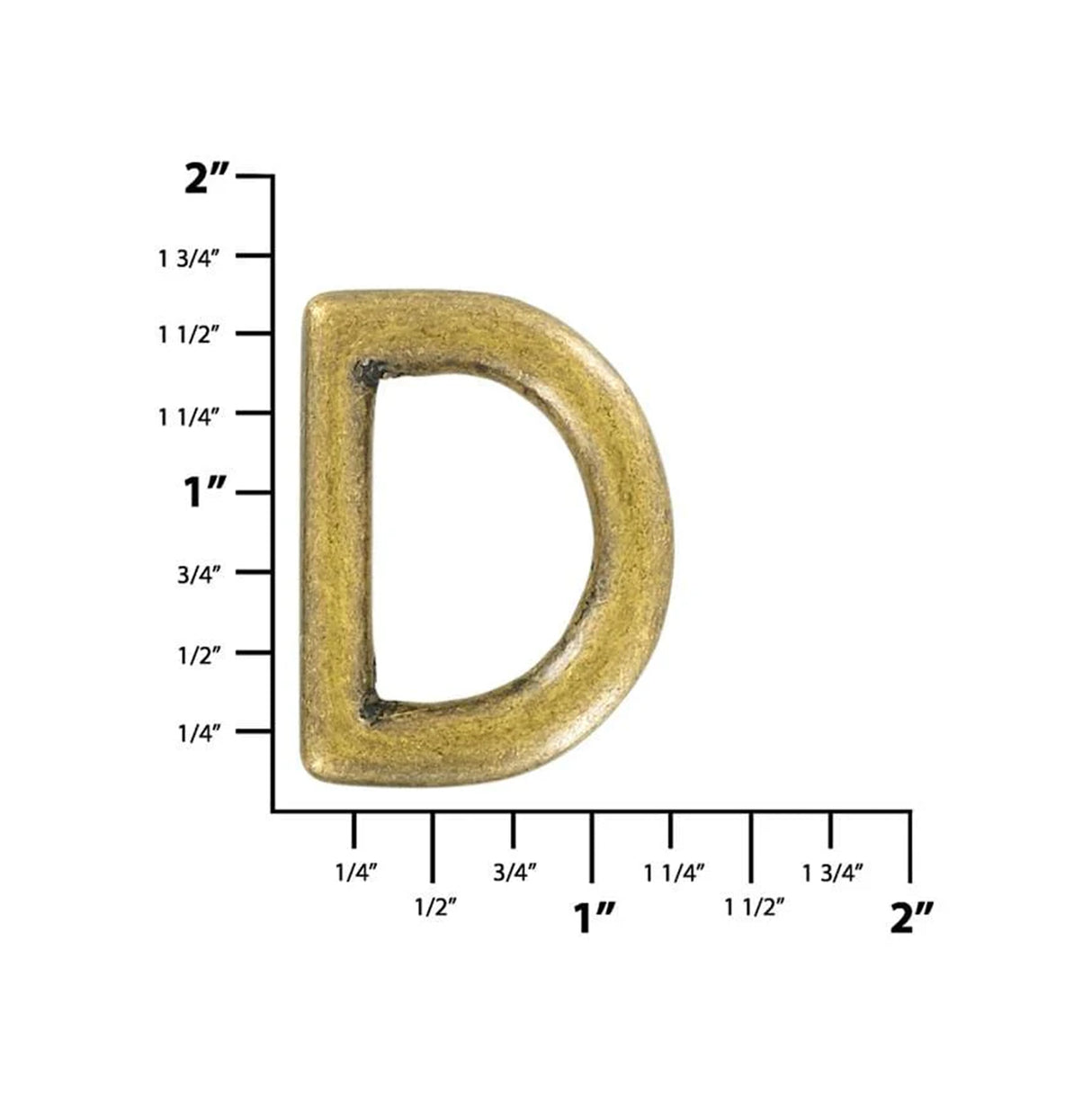 1/2" Antique Brass, Cast D Ring, Solid Brass