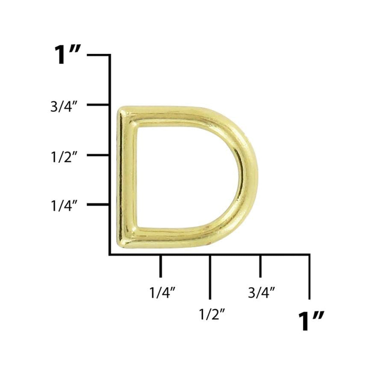 1/2" Shiny Brass, Cast D-Ring, Zinc Alloy