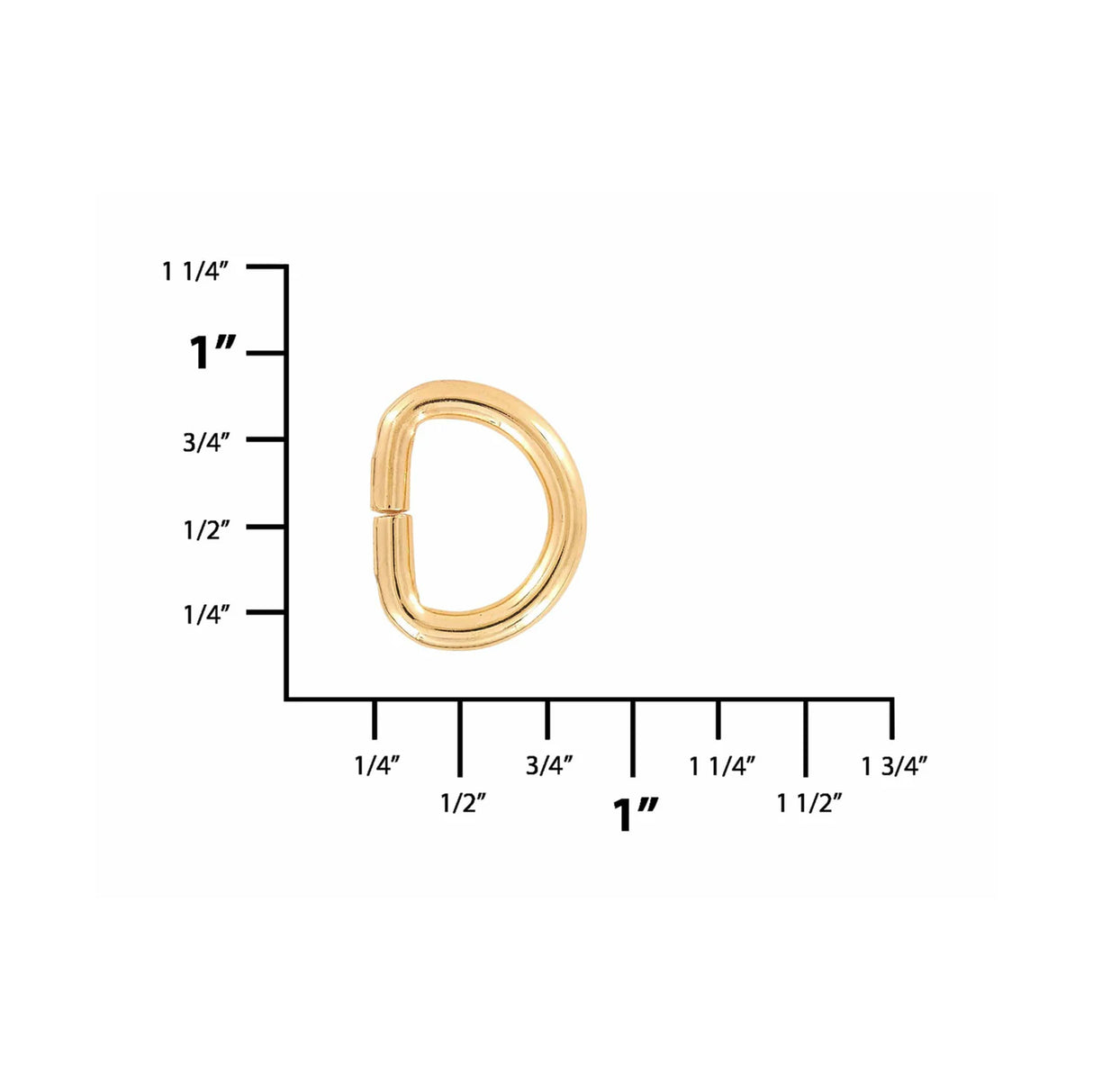 1/2" Shiny Gold, Split D Ring, Steel
