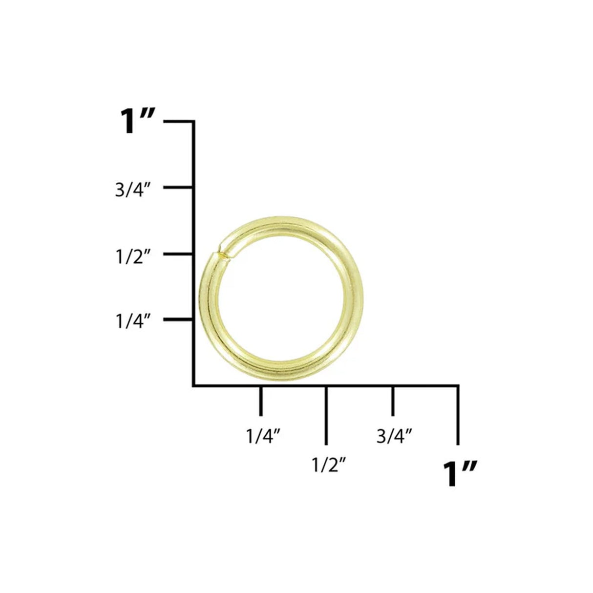 1/2" Shiny Brass, Split Round Ring, Steel