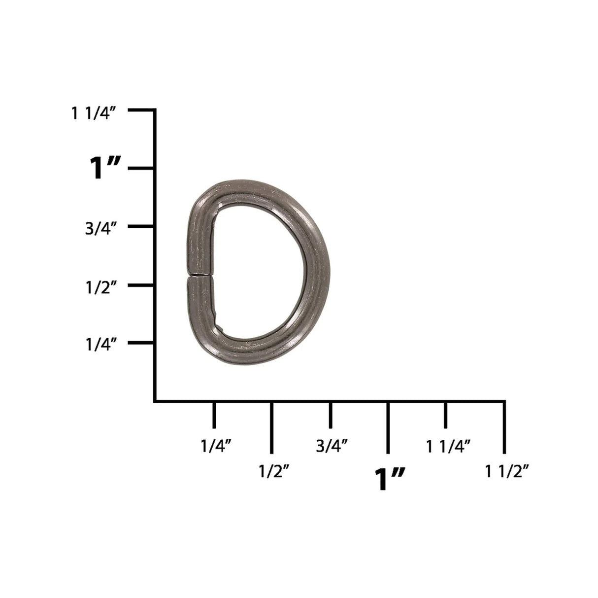1/2" Shiny Gunmetal, Split D Ring, Steel