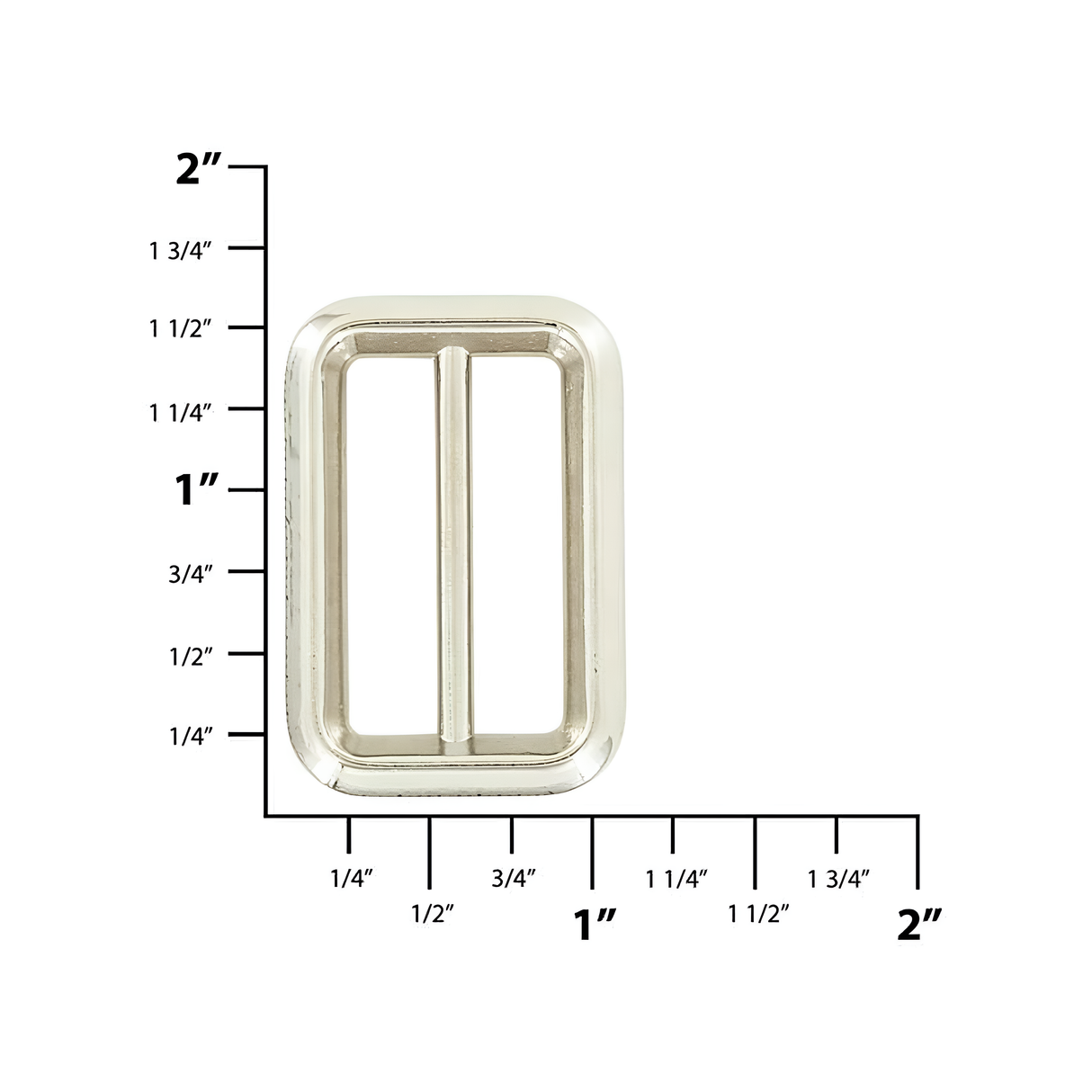 1 3/16" Shiny Nickel, Beveled Double Loop, Zinc Alloy