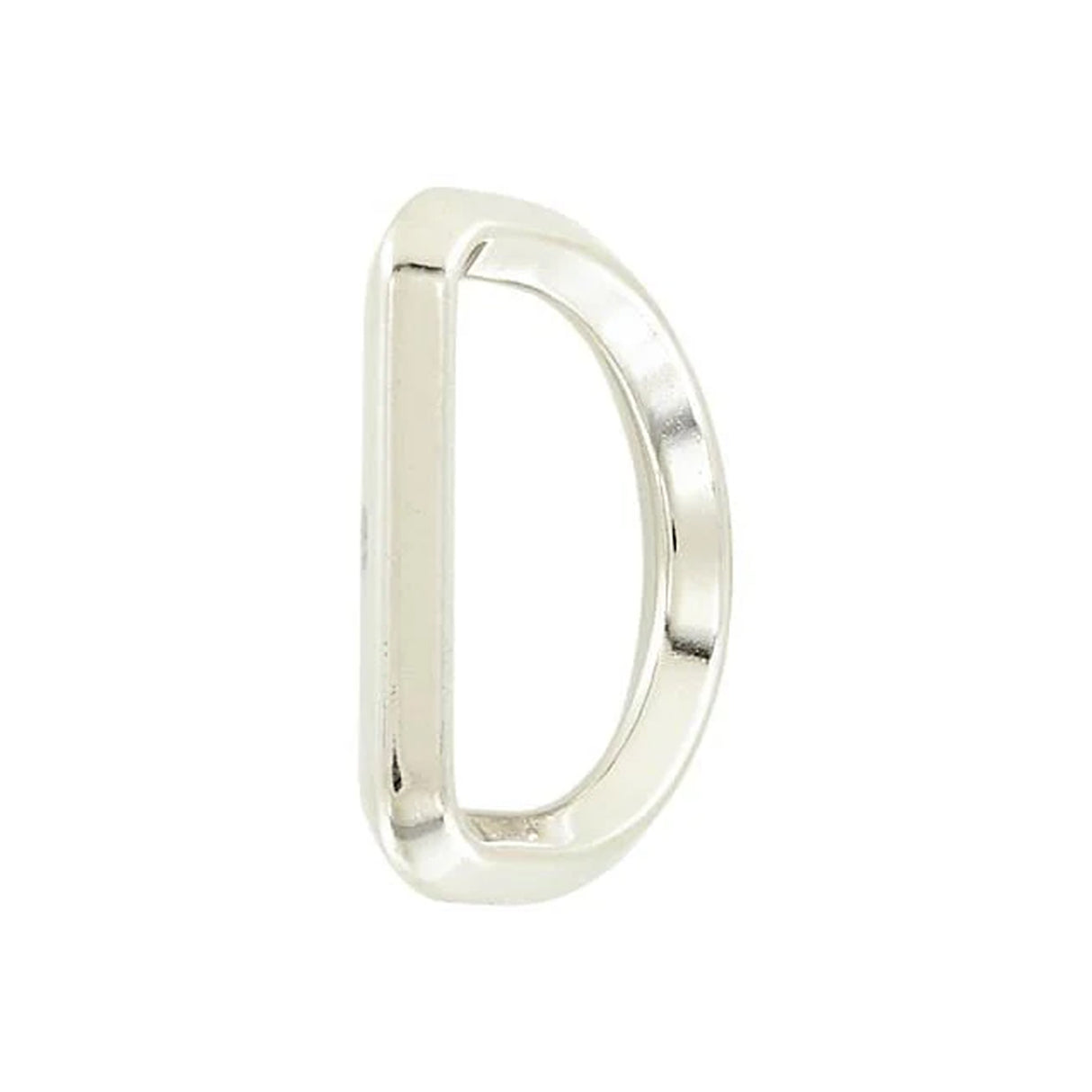 1 3/16" Shiny Nickel, Beveled Solid D Ring, Zinc Alloy