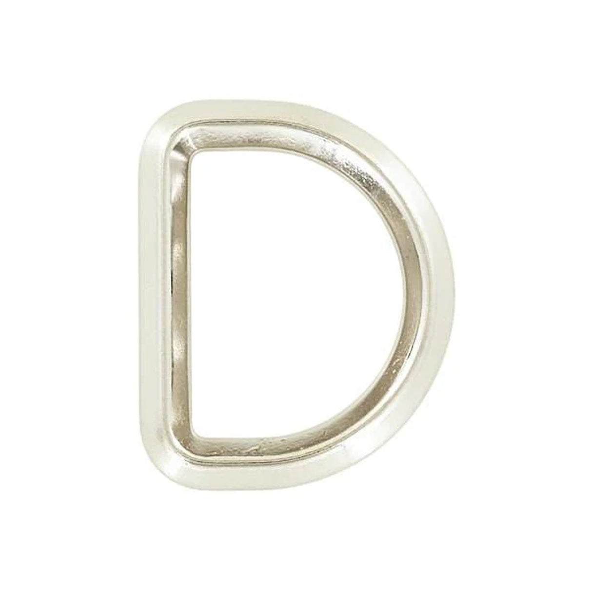 1 3/16" Shiny Nickel, Beveled Solid D Ring, Zinc Alloy