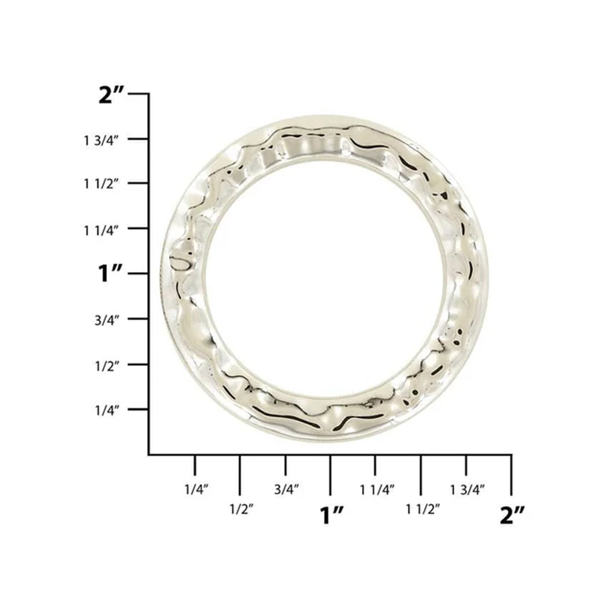 1 3/8" Shiny Nickel, Solid Textured Round Ring, Zinc Alloy
