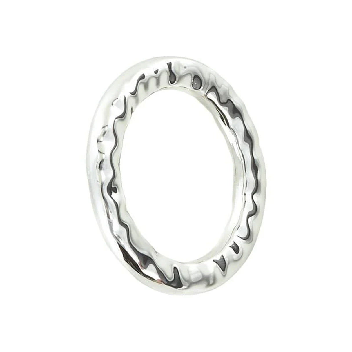 1 3/8" Shiny Nickel, Solid Textured Round Ring, Zinc Alloy