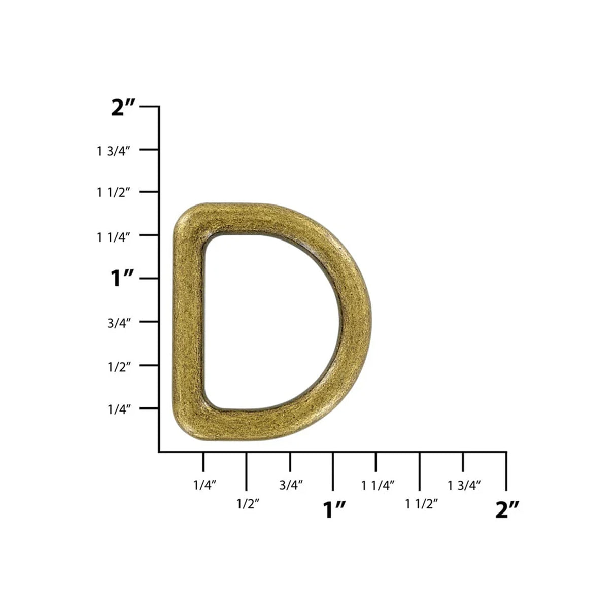 1" Antique Brass, Cast D-Ring, Zinc Alloy