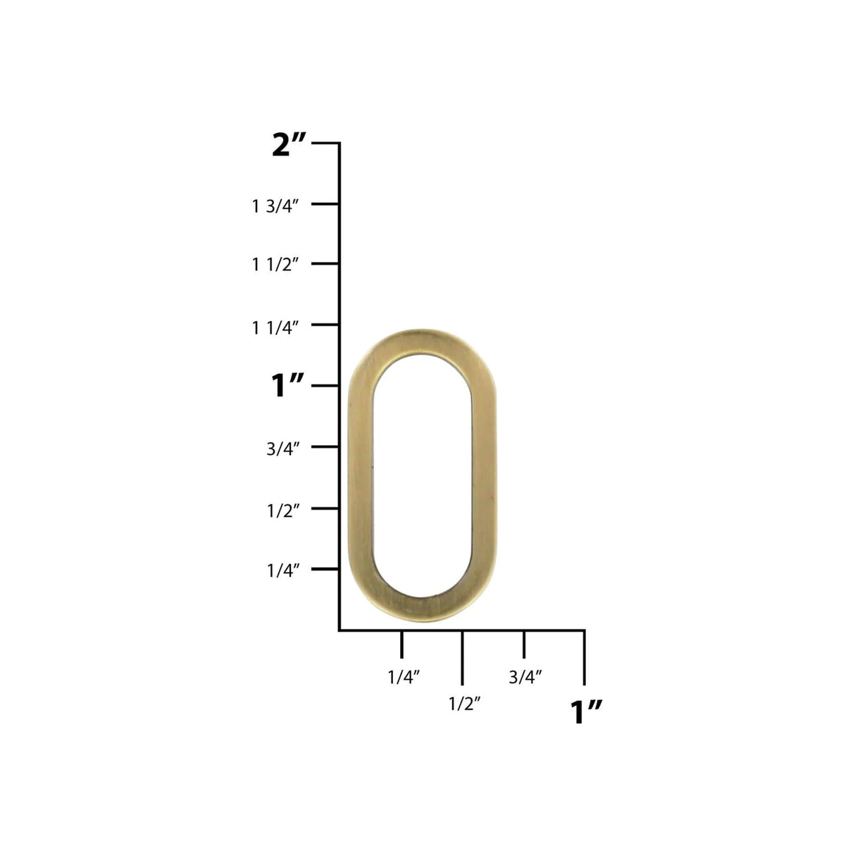 1" Antique Brass, Cast Oval Flat Ring, Zinc Alloy