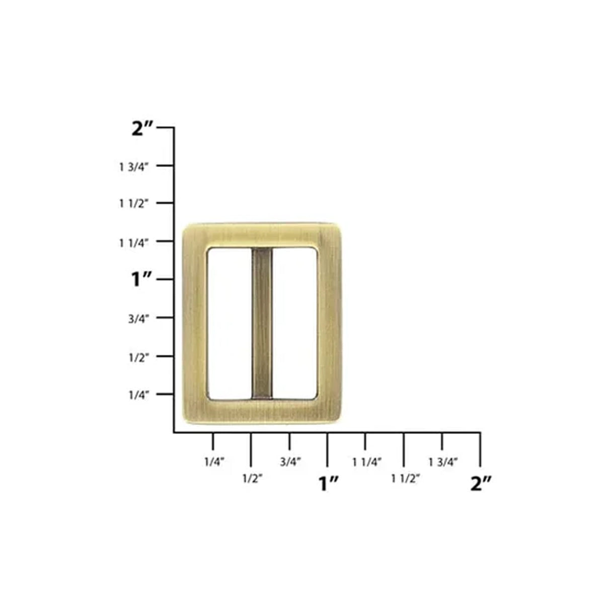 1" Antique Brass, Cast Strap Tri Glide Slider, Zinc Alloy