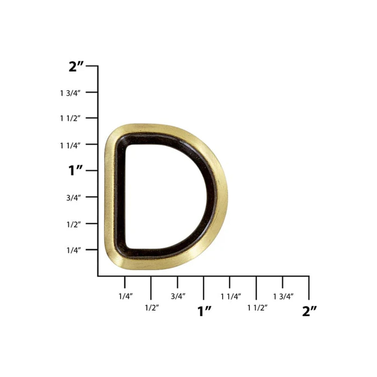 1" Antique Brass, Solid Beveled D Ring, Zinc Alloy