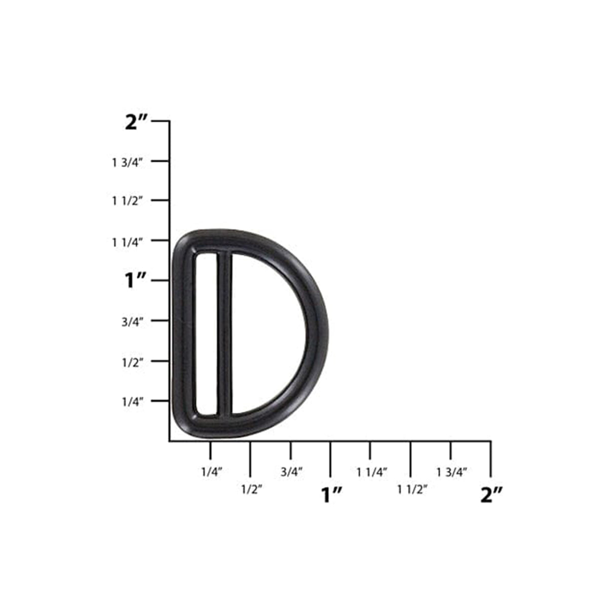 1" Black, Cast Double Loop D-Ring, Zinc Alloy