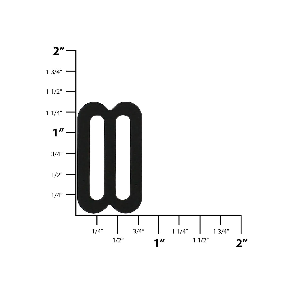 1" Shiny Black, Flat Stamped Double Loop, Tri Bar Slide, Steel