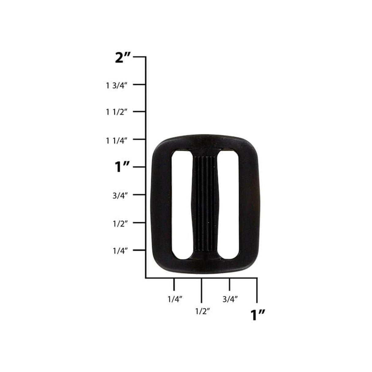 1" Black, Sliplock Tri-Glide Slide Buckle, Plastic