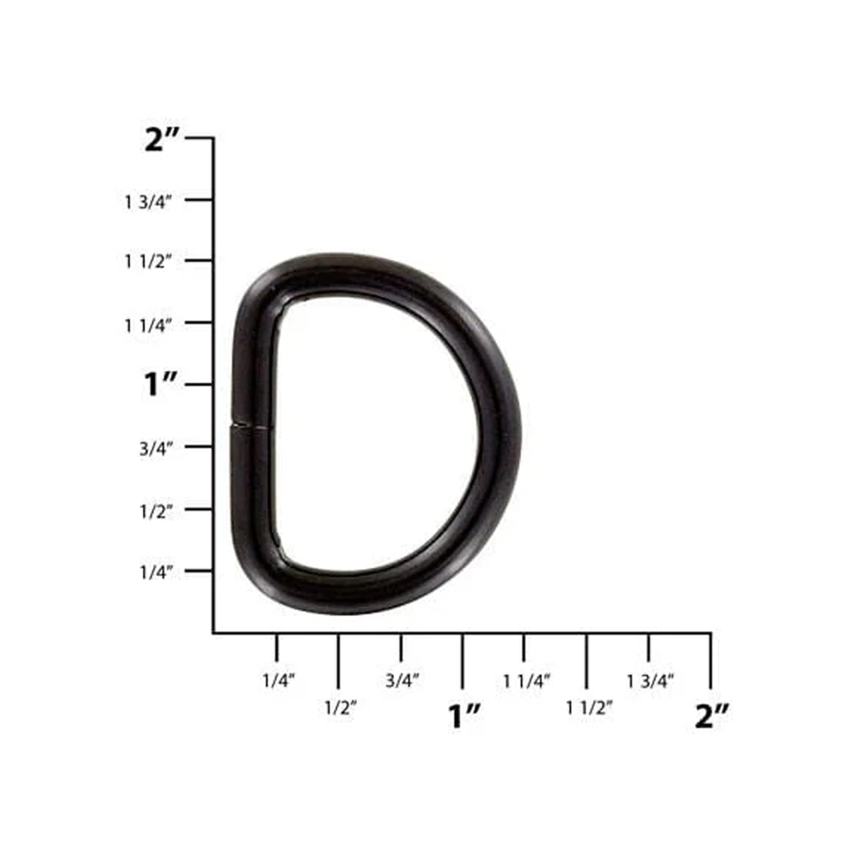 1" Matte Black, Split D Ring, Steel
