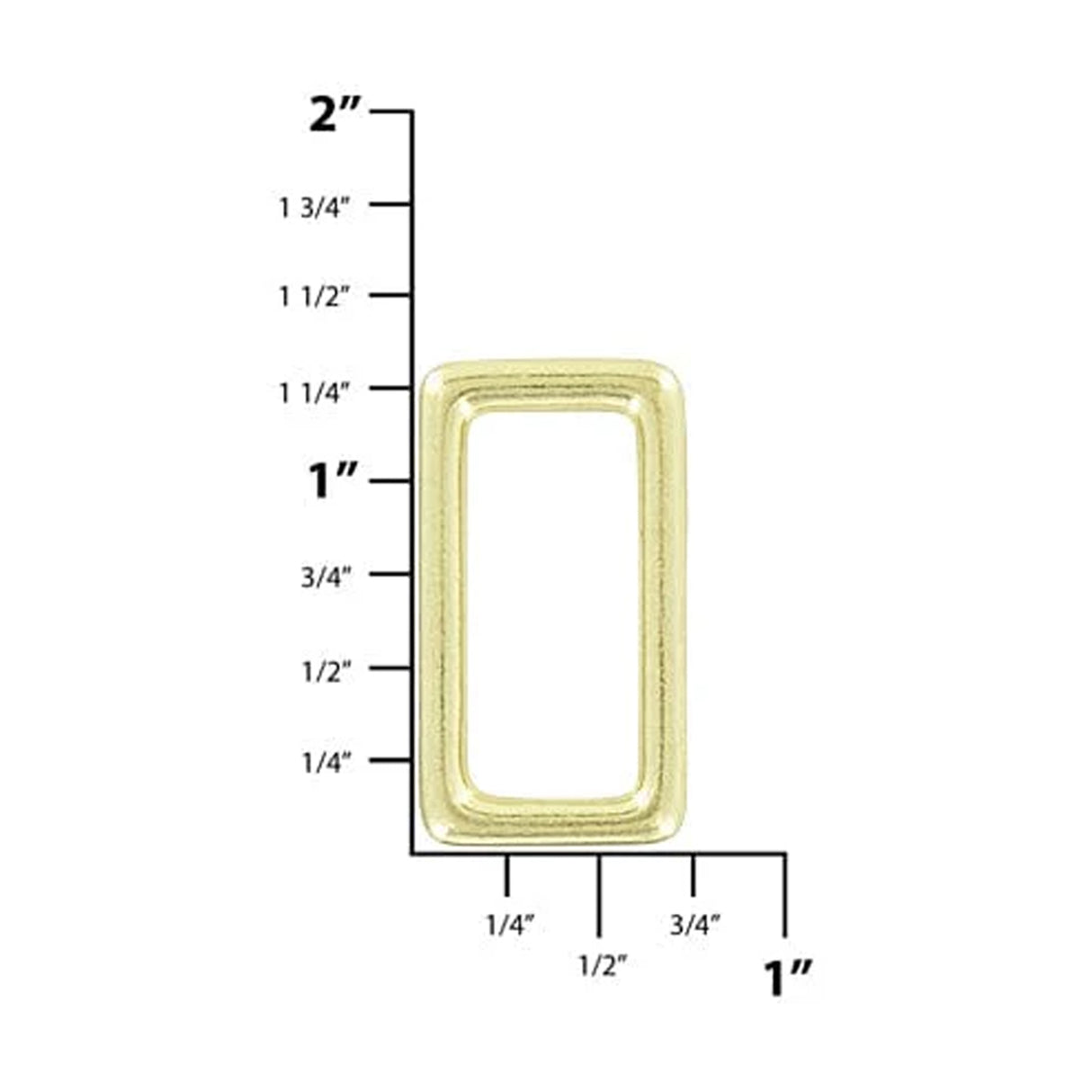 1" Brass, Cast Rectangular Ring, Solid Brass