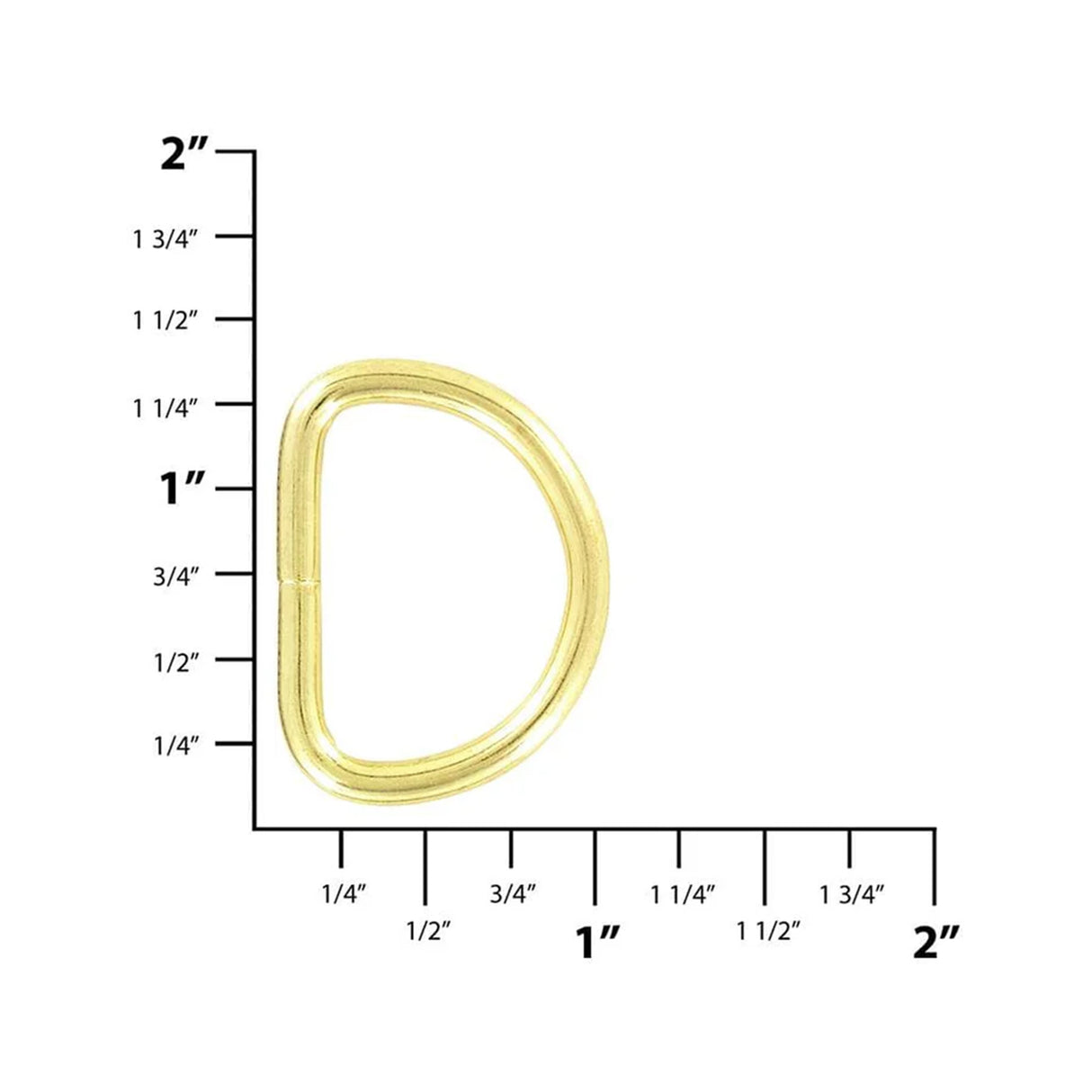 1" Shiny Gold, Split D-Ring Heavy, Steel