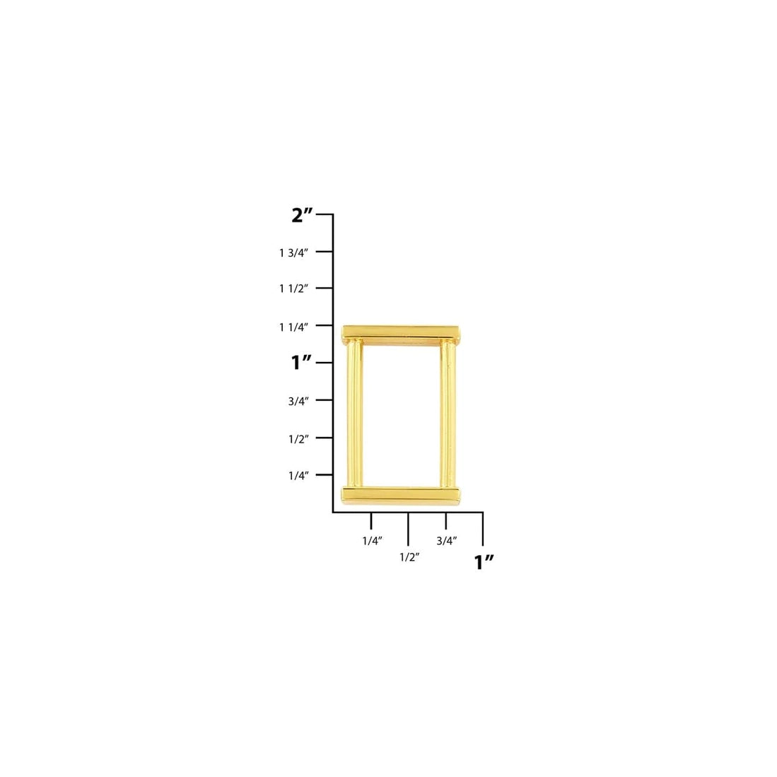 1" Shiny Gold, Compact Rectangular Ring, Zinc Alloy