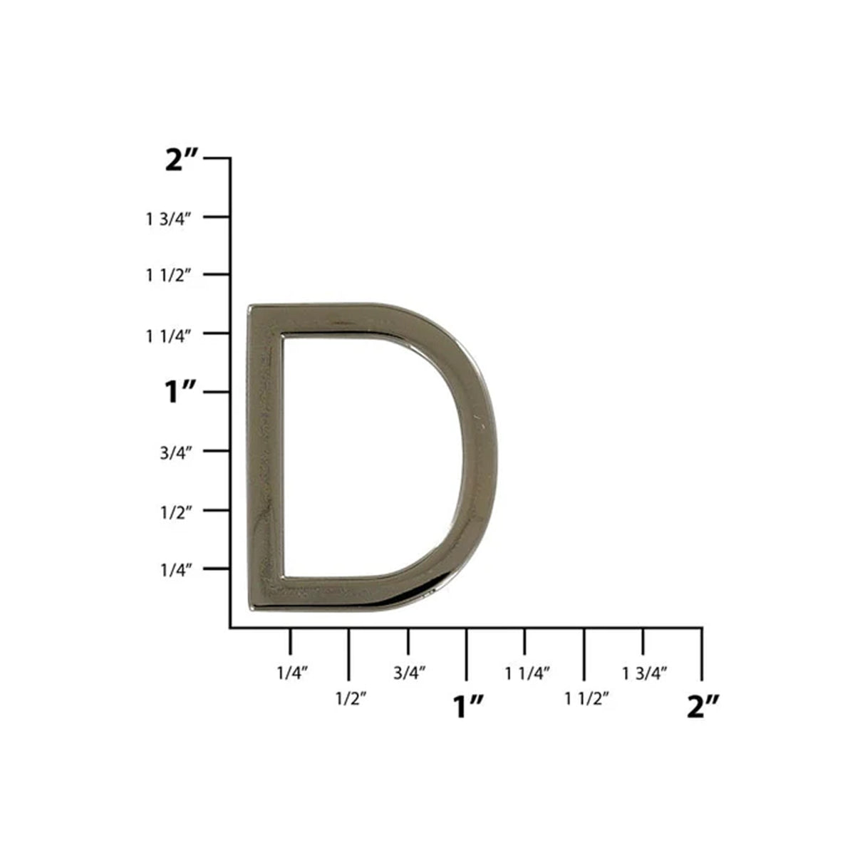 1"Gunmetal, Solid D Ring, Zinc Alloy