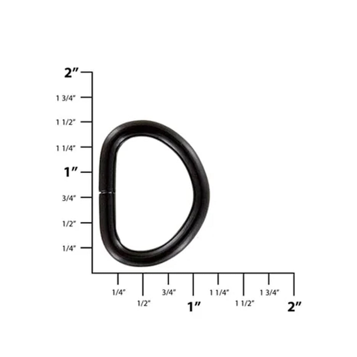 1" Matte Black, Wide Welded D-Ring, Steel