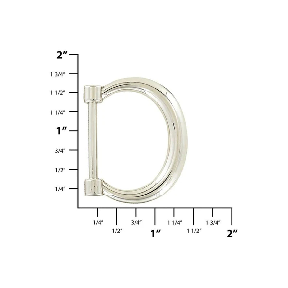 1" Shiny Nickel, Decorative Dee Ring, Zinc Alloy