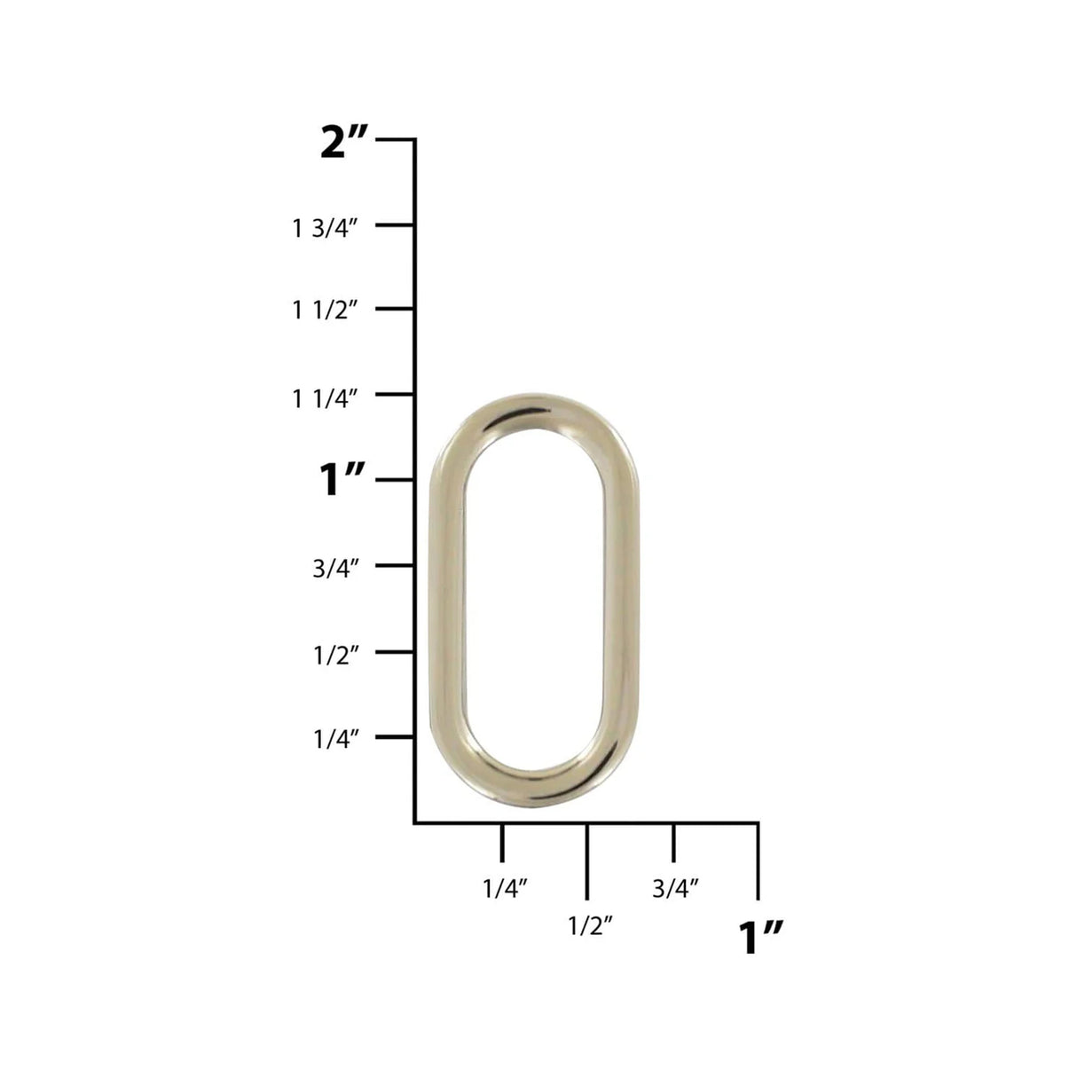 1" Shiny Nickel, Cast Oval Flat Ring, Zinc Alloy