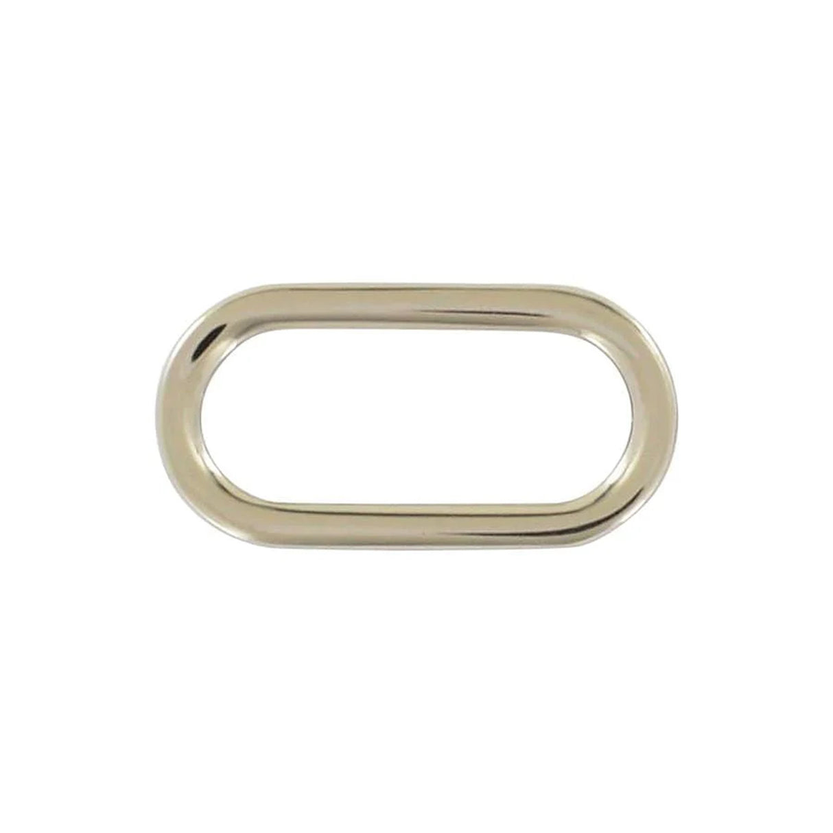 1" Shiny Nickel, Cast Oval Flat Ring, Zinc Alloy
