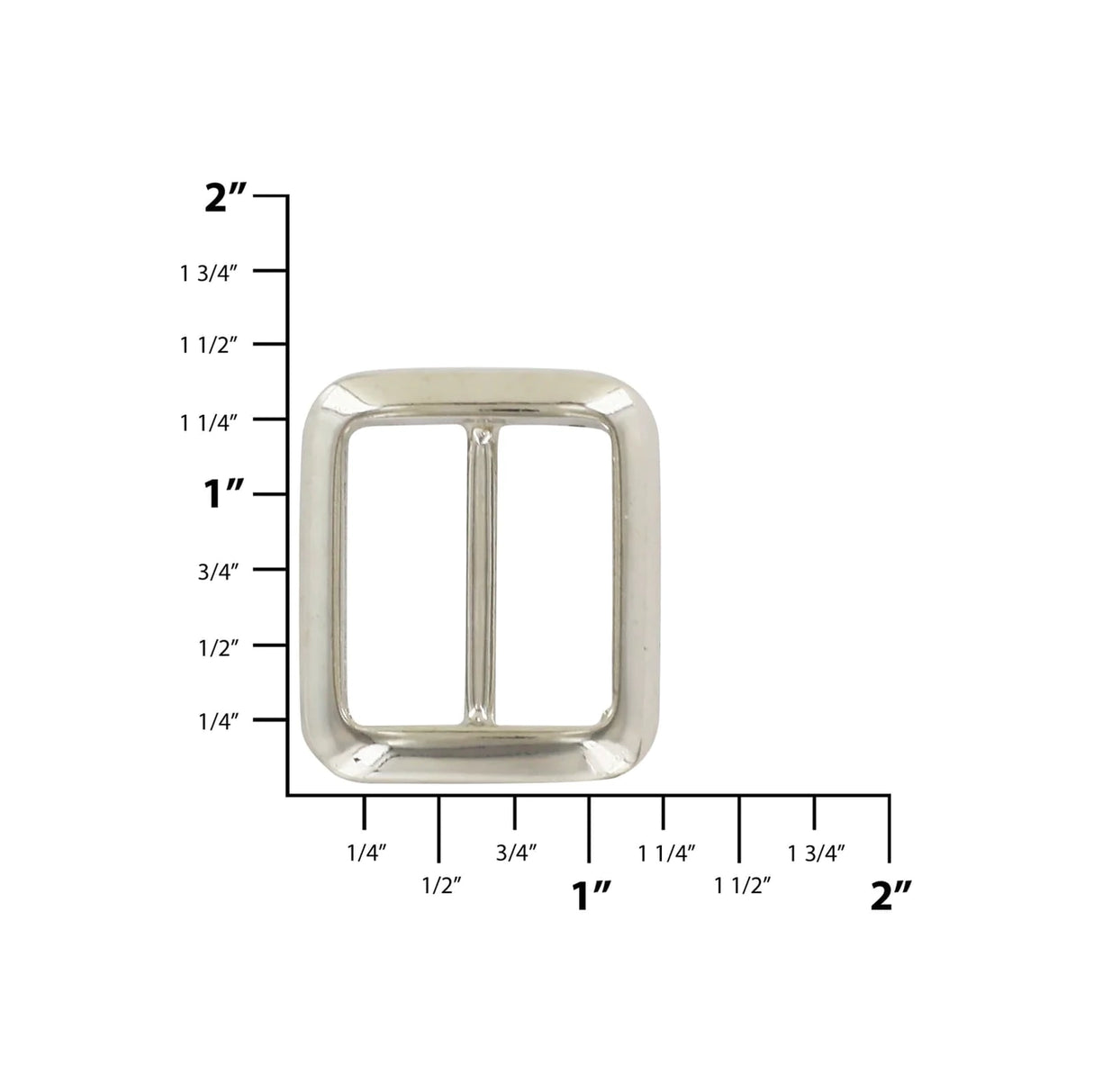 1" Shiny Nickel, Cast Concave Tri Glide Buckle, Zinc Alloy