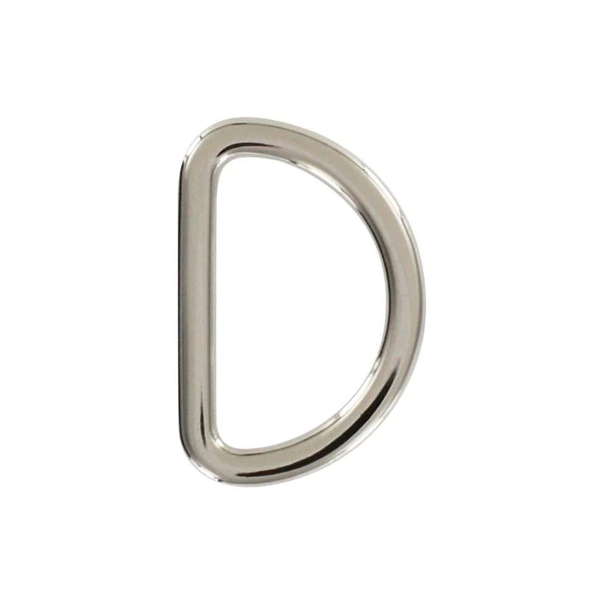 1" Shiny Nickel, Flat Cast D Ring, Zinc Alloy-PK5