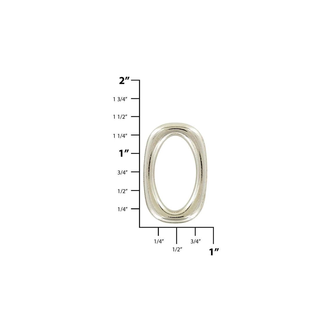 1" Shiny Nickel, Oval Ring, Zinc Alloy