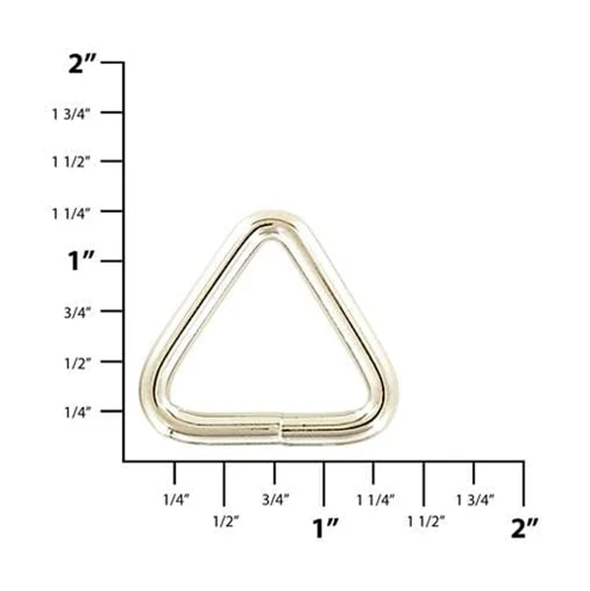 1" Shiny Nickel, Welded Triangle Ring, Steel
