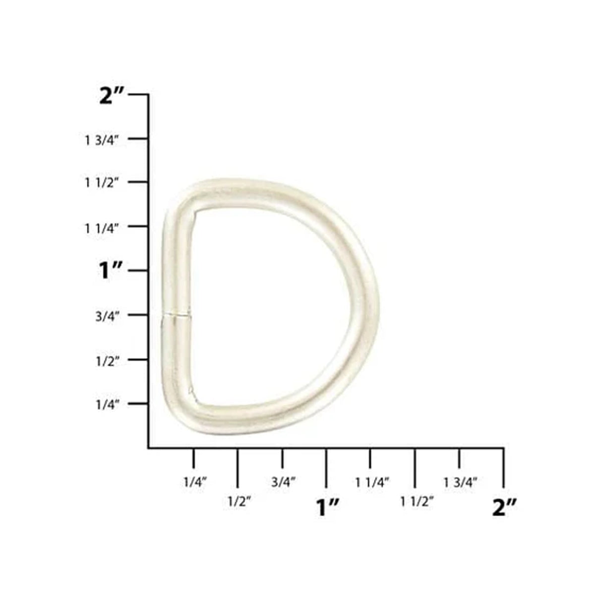 1" Satin Nickel, Welded D Ring, Steel