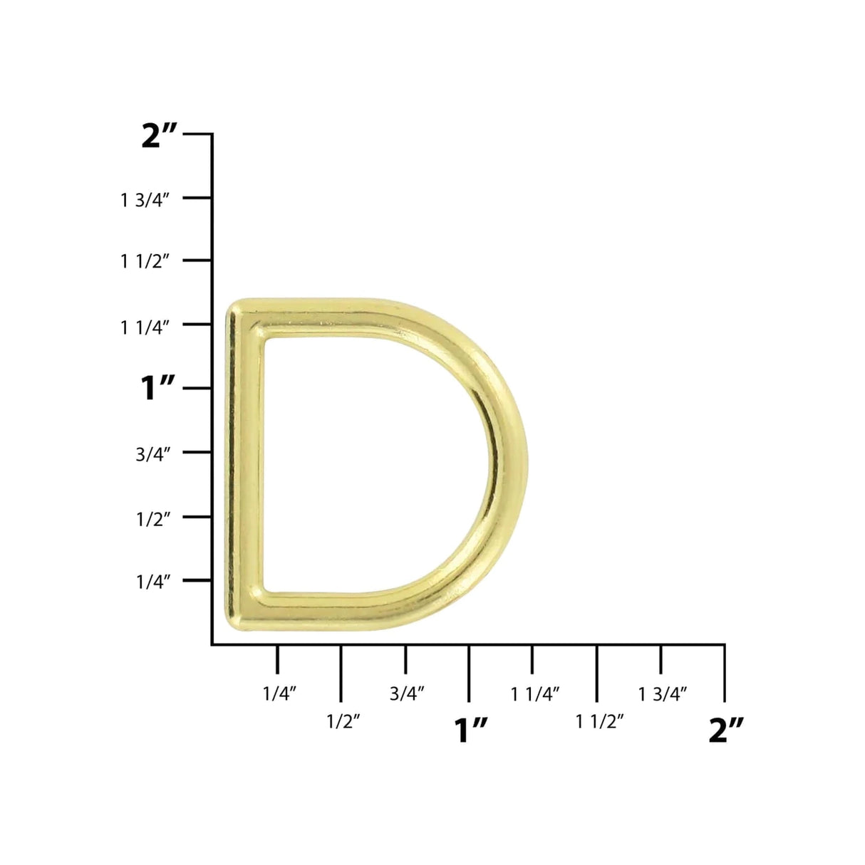 1" Shiny Brass, Cast D-Ring, Zinc Alloy