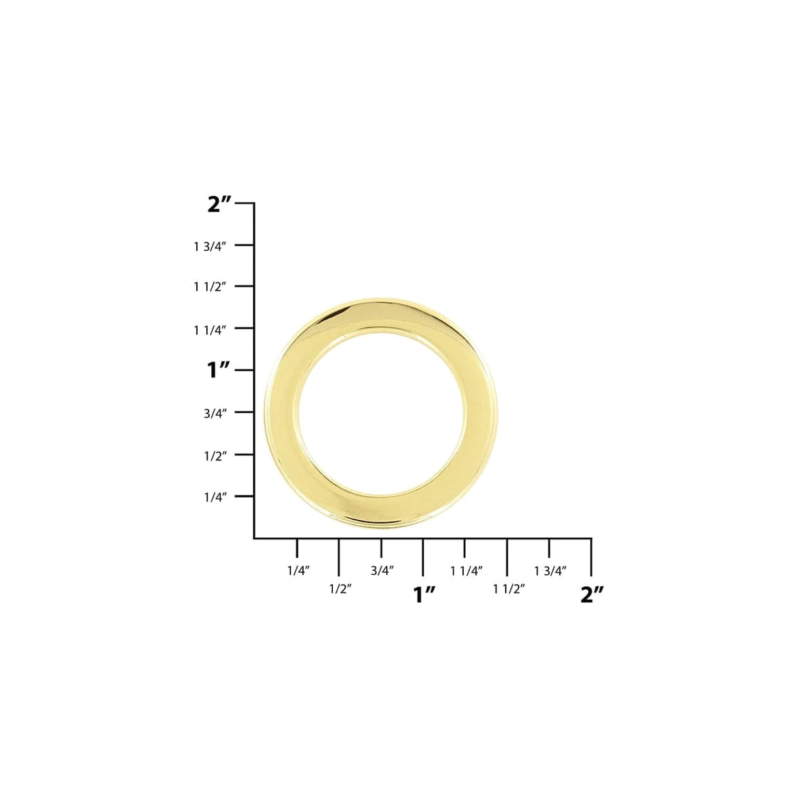1" Shiny Gold, Flat Round Ring, Zinc Alloy