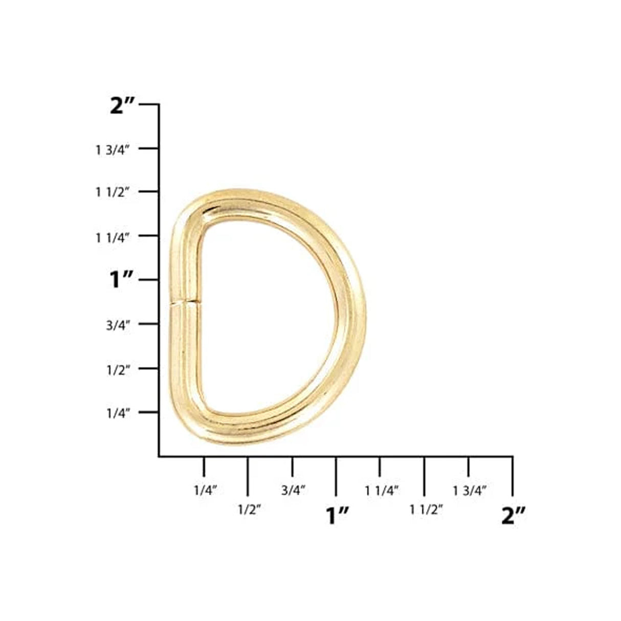 1" Shiny Gold, Split D Ring, Steel