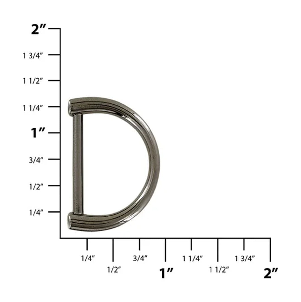 1" Shiny Gunmetal, D-Ring Handle Loop, Zinc Alloy