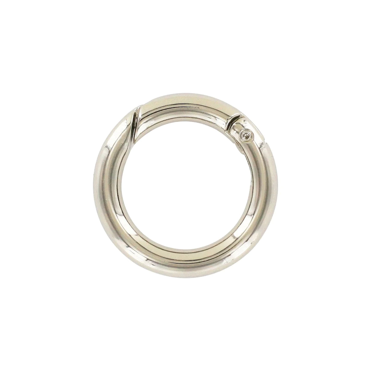 1" Shiny Nickel, Spring Gate Round Ring, Zinc Alloy