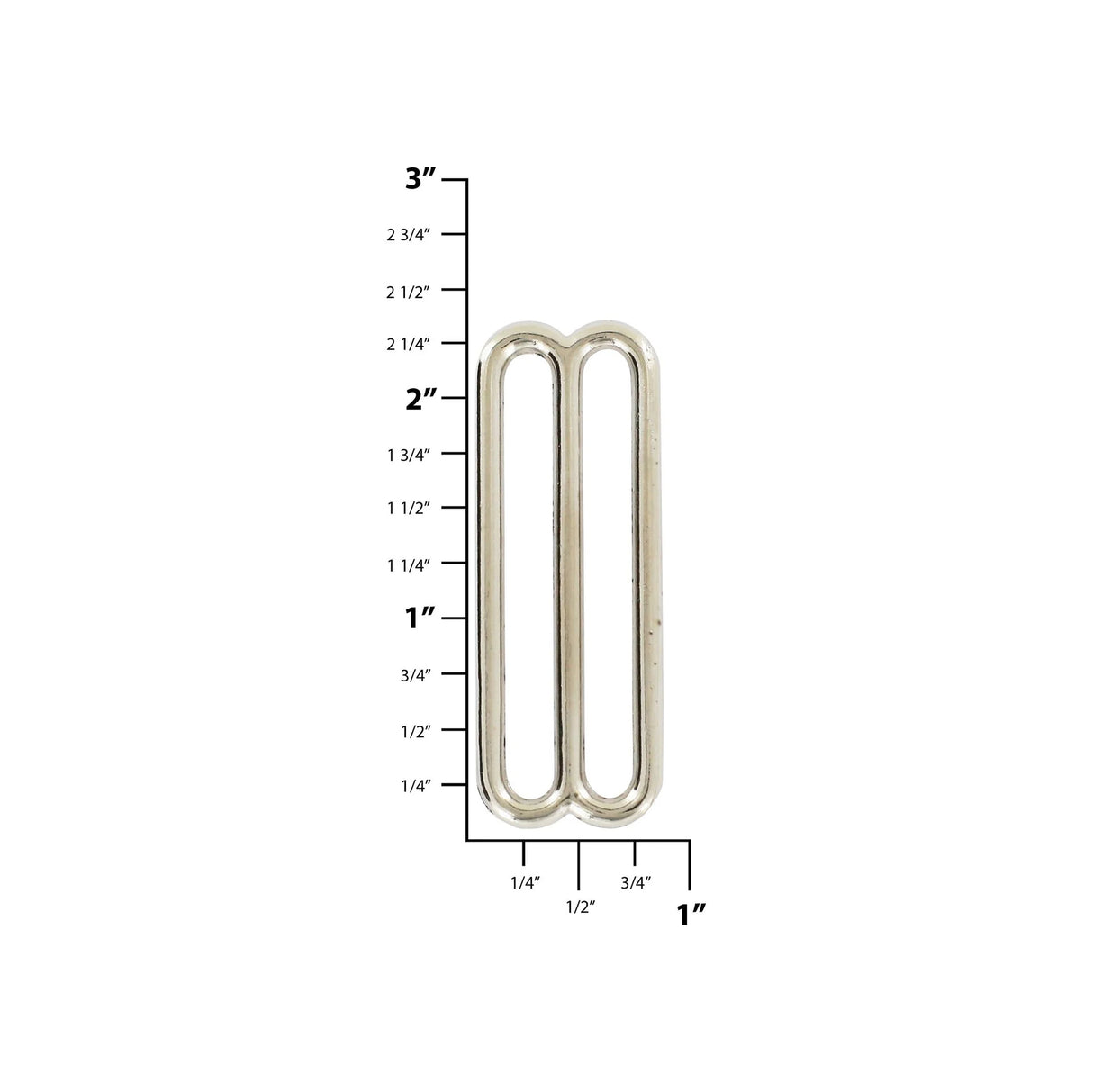 2" Nickel, Cast Rounded Tri Bar Slide, Zinc Alloy