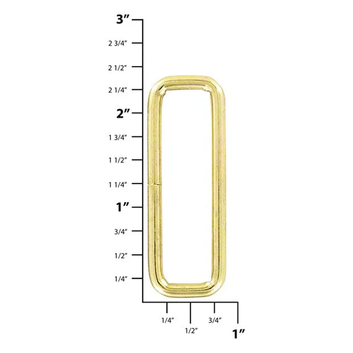 2" Shiny Brass, Rectangular Ring, Steel
