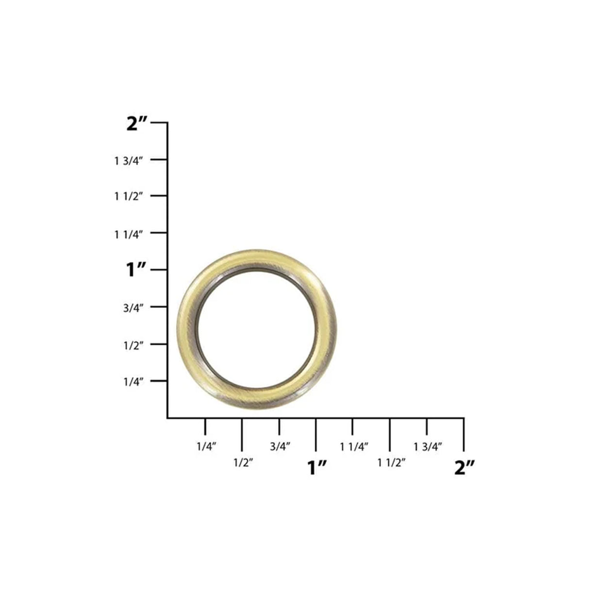 3/4" Antique Brass, Solid Round Ring, Zinc Alloy