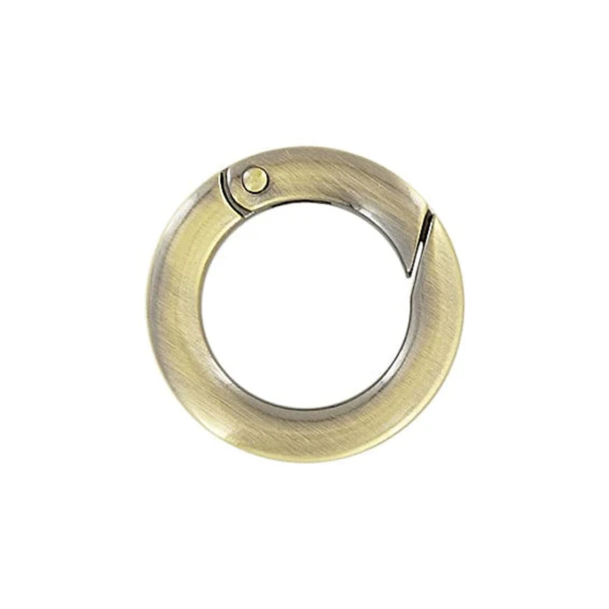 3/4" Antique Brass, Spring Gate Flat Round Ring, Zinc Alloy