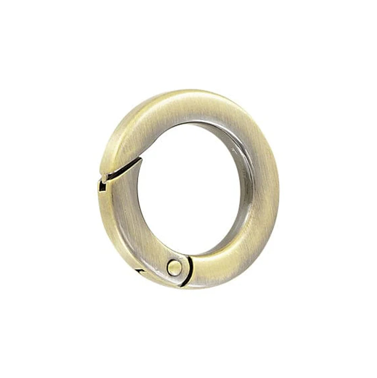 3/4" Antique Brass, Spring Gate Flat Round Ring, Zinc Alloy