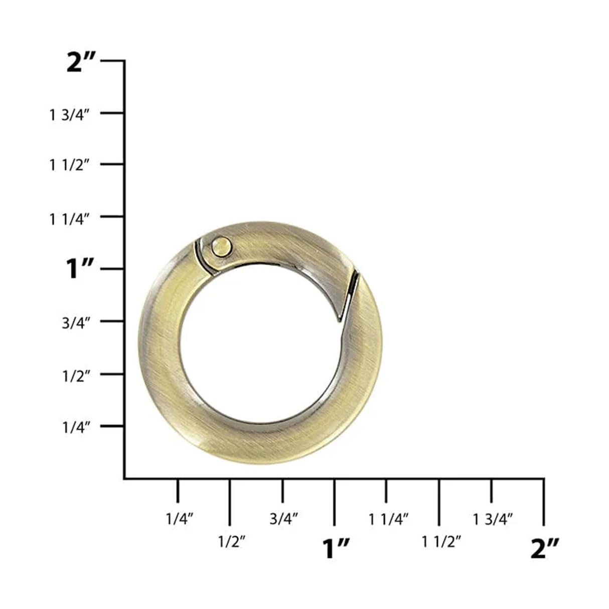 3/4" Antique Brass, Spring Gate Flat Round Ring, Zinc Alloy
